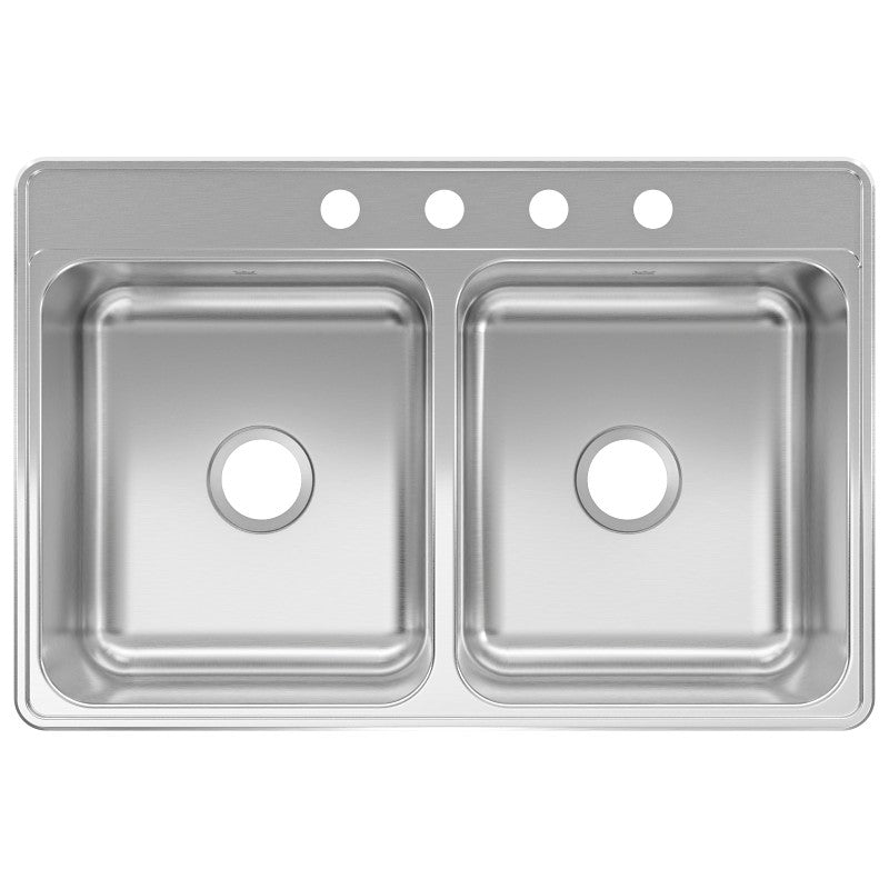 Kindred CDLA3322-7-4N Kitchen Sink, 15 in W Bowl, 7 in D Bowl, 17 in H Bowl, 4-Faucet Hole, 33 in OAW, 22 in OAH