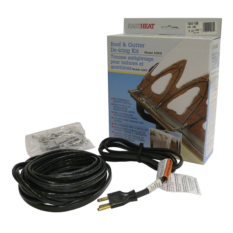 EasyHeat ADKS Series ADKS300 Roof and Gutter De-Icing Cable, 60 ft L, 120 V, 300 W