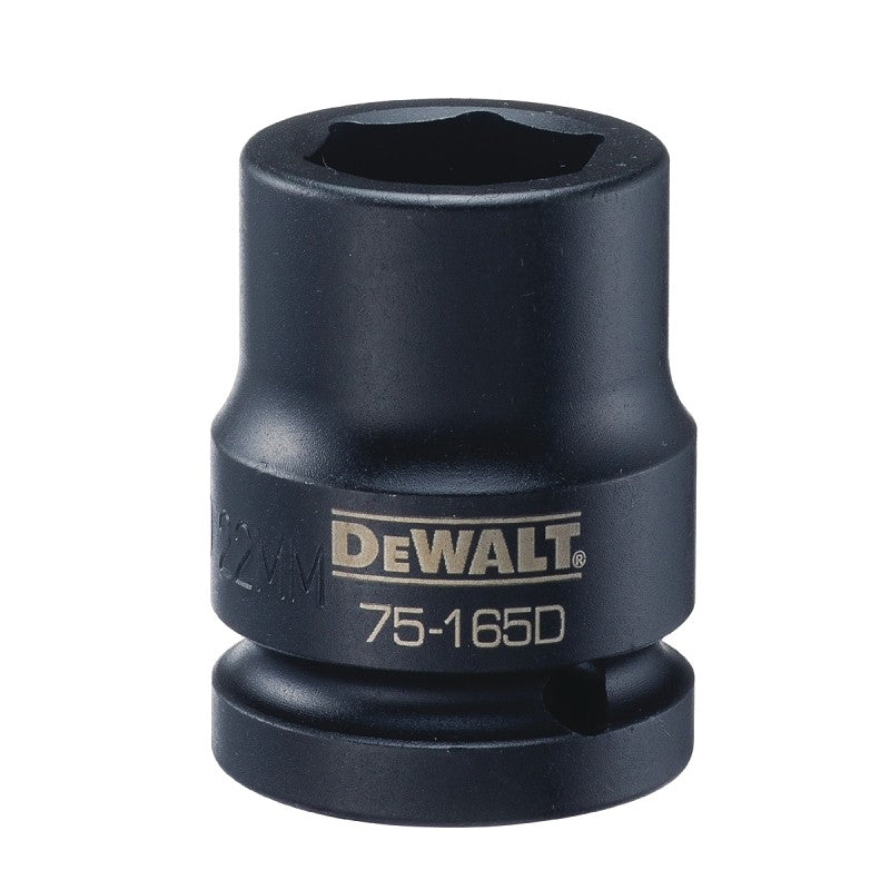 DEWALT DWMT75165OSP Impact Socket, 22 mm Socket, 5/8 in D Socket, 3/4 in Drive, 6-Point, CR-440 Steel, Black Oxide