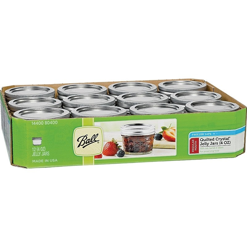 Ball Quilted Crystal Series 1440080400 Mason Jar, 4 oz Capacity, Glass