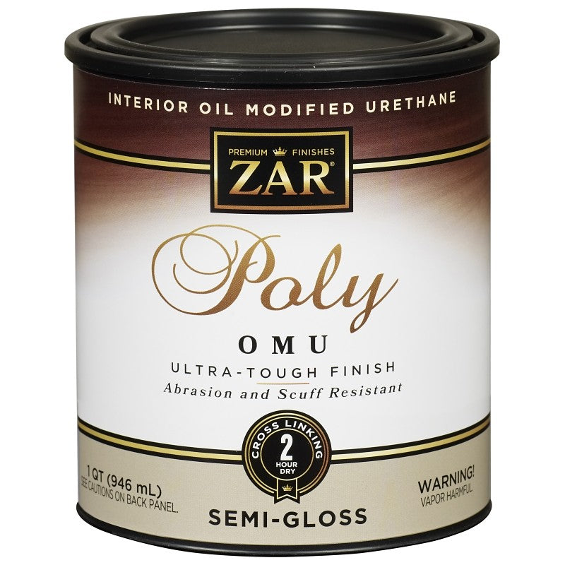 ZAR 36112 Polyurethane, Semi-Gloss, Liquid, Milky Clear, 1 qt, Can (Pack of 4)