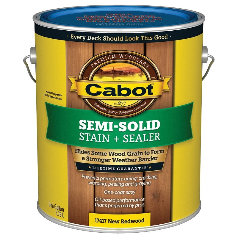 Cabot 140.0017417.007 Deck and Siding Stain, New Redwood, Liquid, 1 gal (Pack of 4)