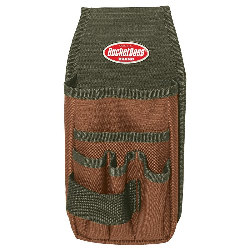 Bucket Boss 54170 Utility Pouch, 5-Pocket, Poly Ripstop Fabric, Brown/Green, 5 in W, 9 in H, 2 in D