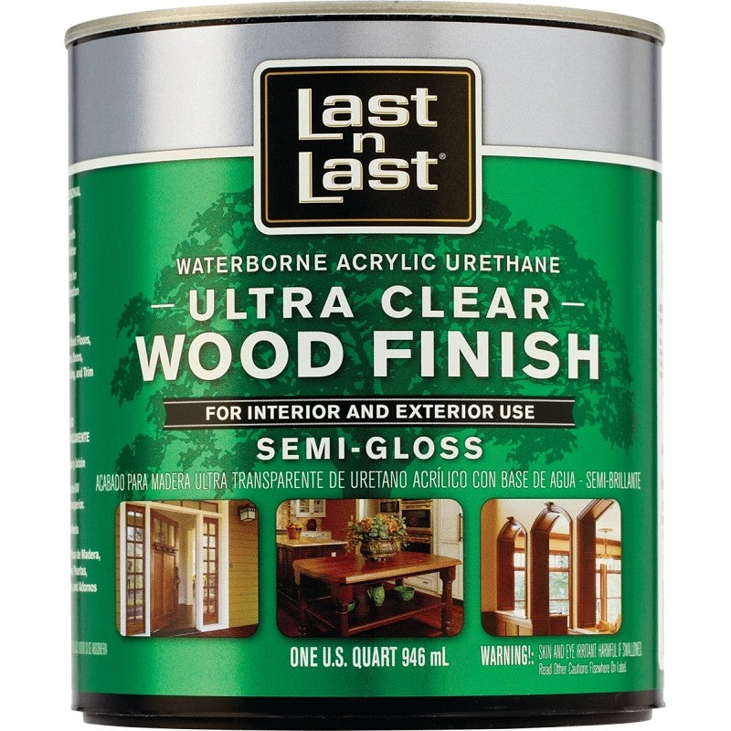 Last n Last 14004 Ultra Clear Wood Finish, Semi-Gloss, Liquid, Ultra Clear, 1 qt, Can
