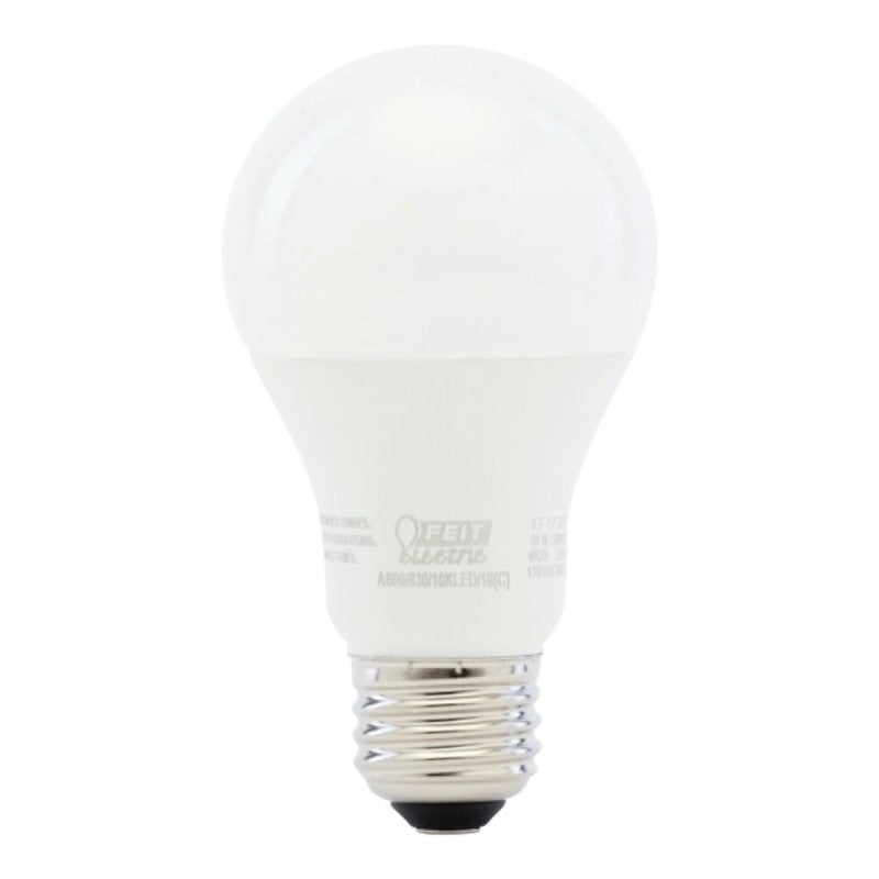 Feit Electric A800830/10KLED/ LED Light Bulb, General Purpose, A19 Lamp, 60 W Equivalent, E26 Lamp Base, Non-Dimmable, Soft White