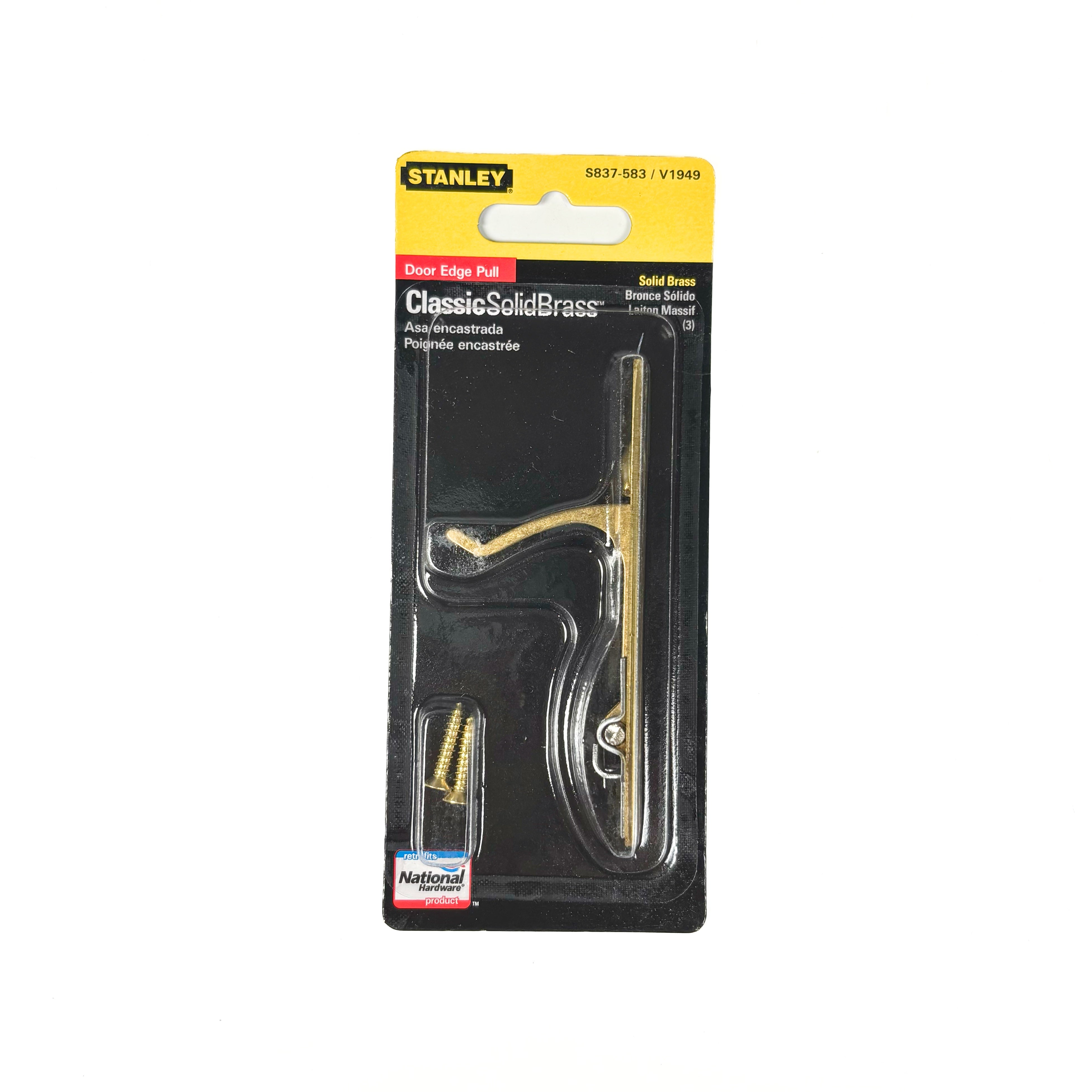 Door Edge Pull 3-7/8 Inch For Pocket Doors Solid Brass Polished Brass