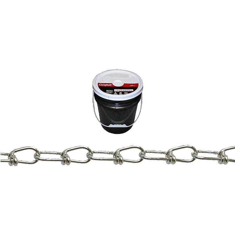 Campbell 075-2023N Double Loop Chain, #2/0, 350 ft L, 255 lb Working Load, Carbon Steel, Zinc