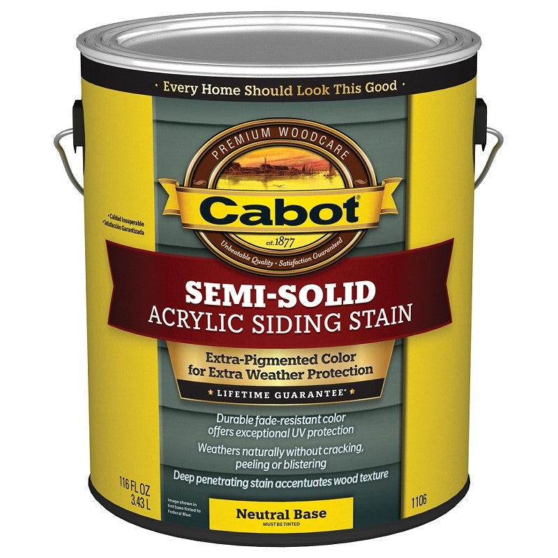 Cabot 1100 Series 140.0001106.007 Semi-Solid Siding Stain, Natural Flat, Liquid, 1 gal, Can (Pack of 4)