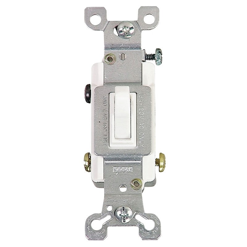 Eaton Wiring Devices 1303-7W-BOX Toggle Switch, 15 A, 120 V, Polycarbonate Housing Material, White, Flush Mount (Pack of 10)