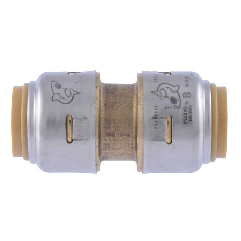 SharkBite UR008A4 Coupling, 2.1 in, 1/2 in, Brass, 250 psi Pressure, 4/PK