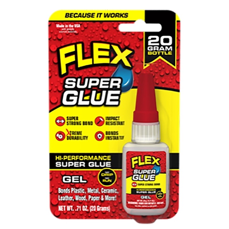 Flex Seal SGGELB20 High Performance Super Glue, Gel, Clear, 20 g Bottle (Pack of 8)