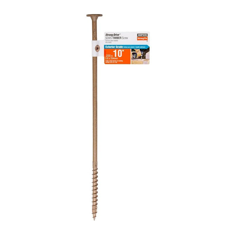 Simpson Strong-Tie Strong-Drive SDWS SDWS221000DB-RP1 Timber Screw, 10 in L, Serrated Thread, Washer Head, Tan, Steel (Pack of 40)