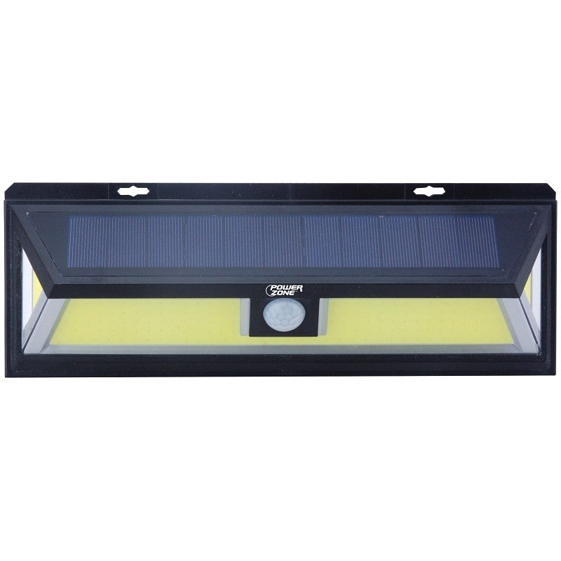 PowerZone 12455 Solar Powered Motion Sensor Wall Light, Lithium Battery, 1-Lamp, COB LED Lamp, ABS/PS Fixture, Black