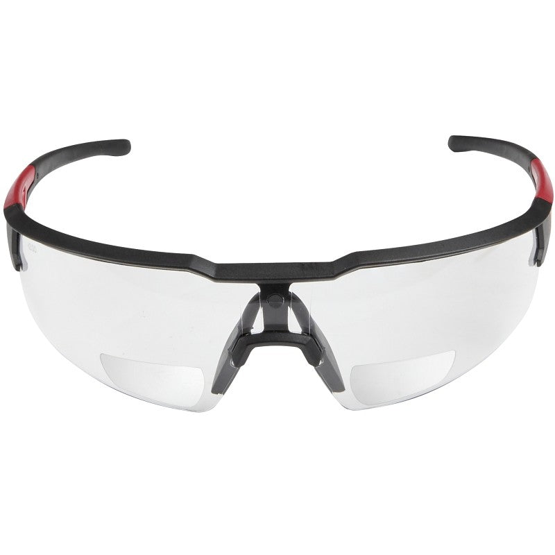 Milwaukee 48-73-2204 Safety Glasses, Clear Lens, Black/Red Frame, Unisex, Polycarbonate Lens, 1/PK