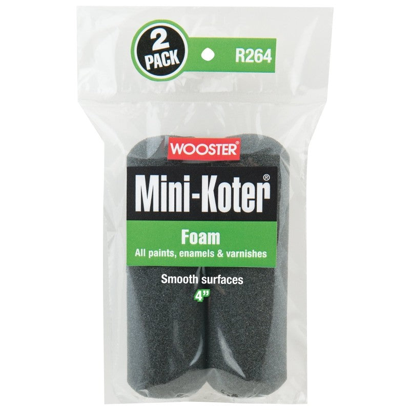 Wooster R264-4 Mini Roller Cover, 4 in L, Foam Cover, 2/PK