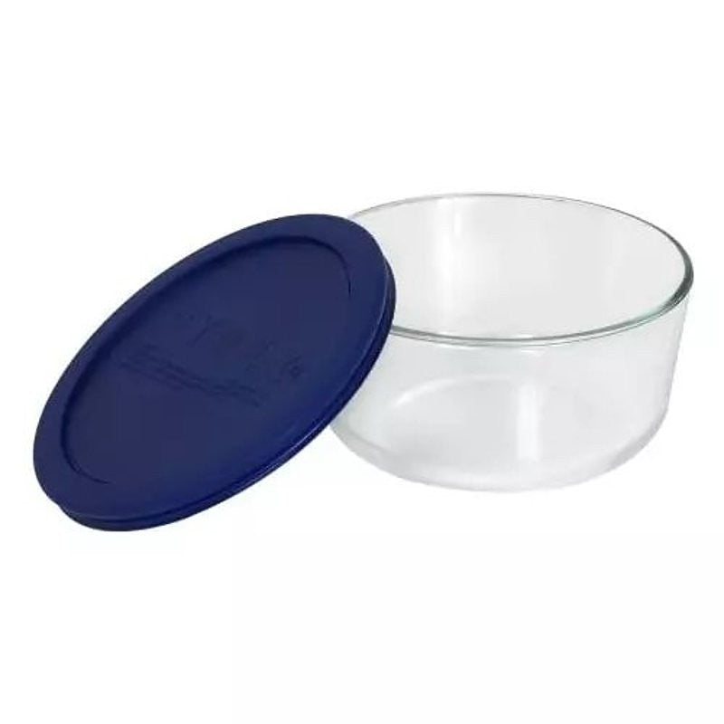 Pyrex 6017398 Storage Plus Bowl, 4 Cups, Glass/Plastic, Navy Blue (Pack of 4)