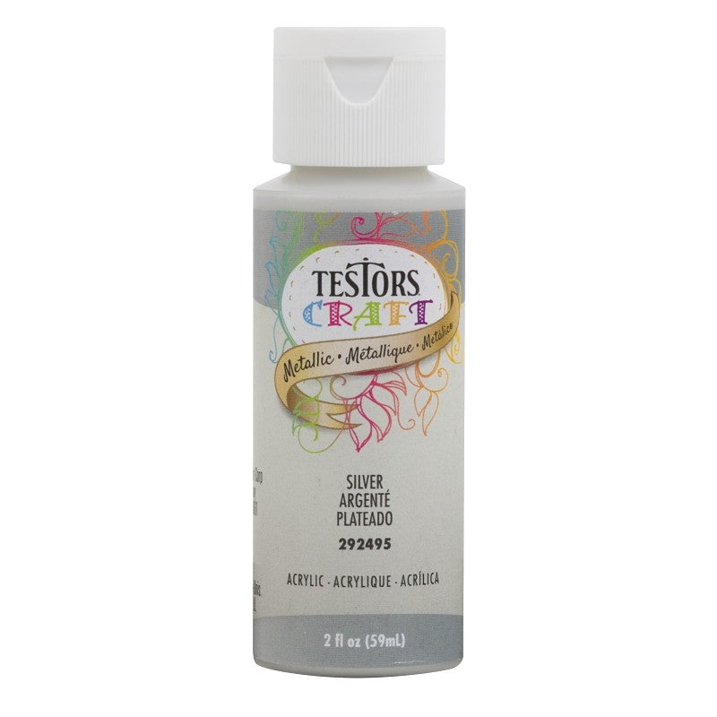Testors 292495A Craft Paint, Silver, 2 oz, Bottle