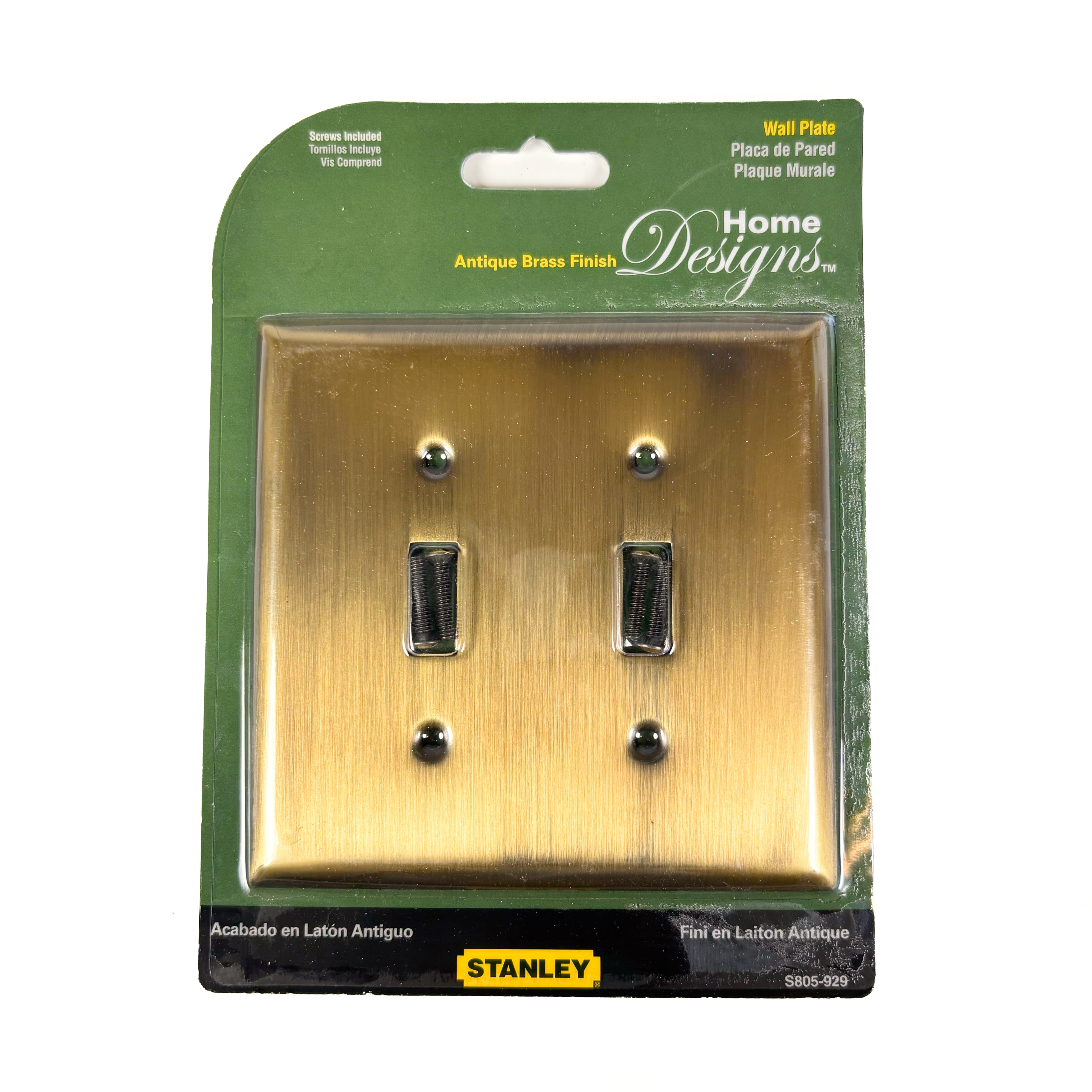 Basic Double Switch Wall Plate Antique Brass