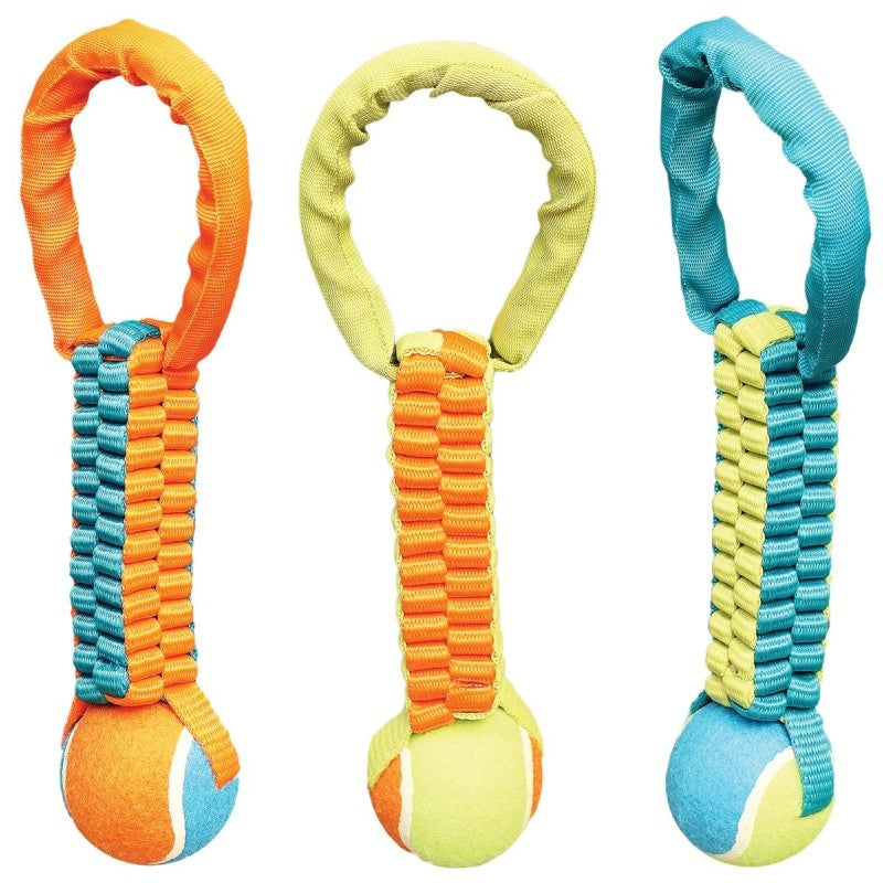 Chomper WB15525 Dog Toy, Braided Tennis Ball Tug, Nylon