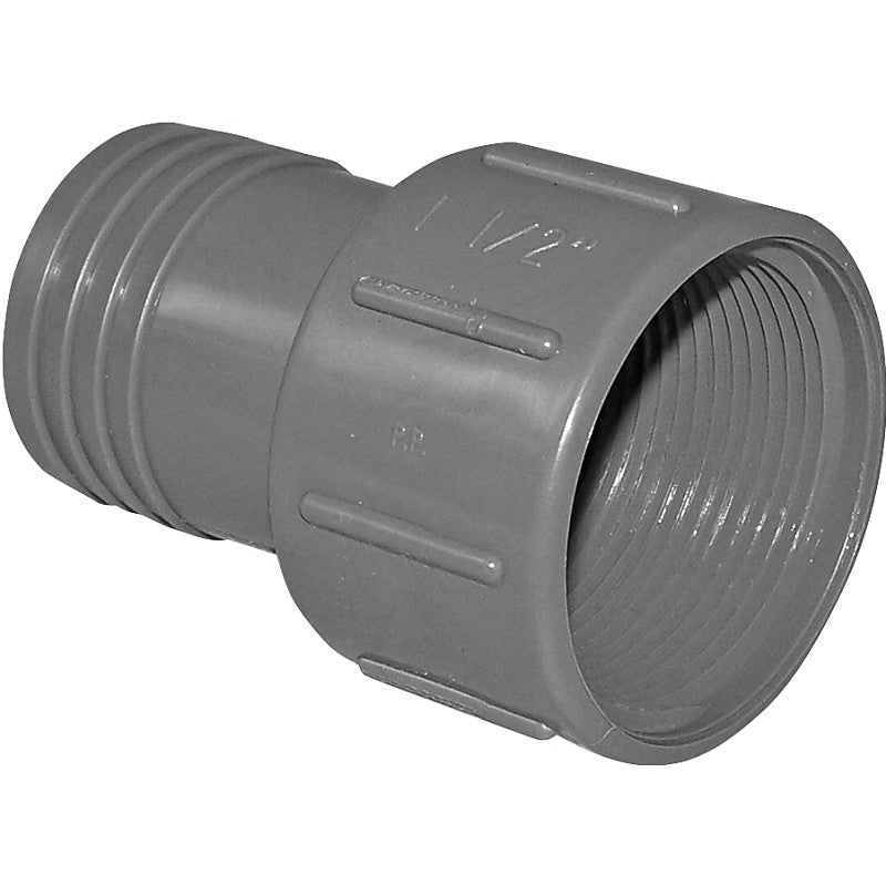 Boshart UPVCFA-15 Pipe Adapter, 1-1/2 in, FPT x Insert, PVC, Gray