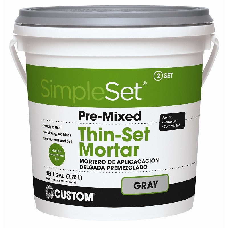 Custom CTTSG1-2 Thin-Set Mortar, Gray, Paste, 1 gal, Pail (Pack of 2)