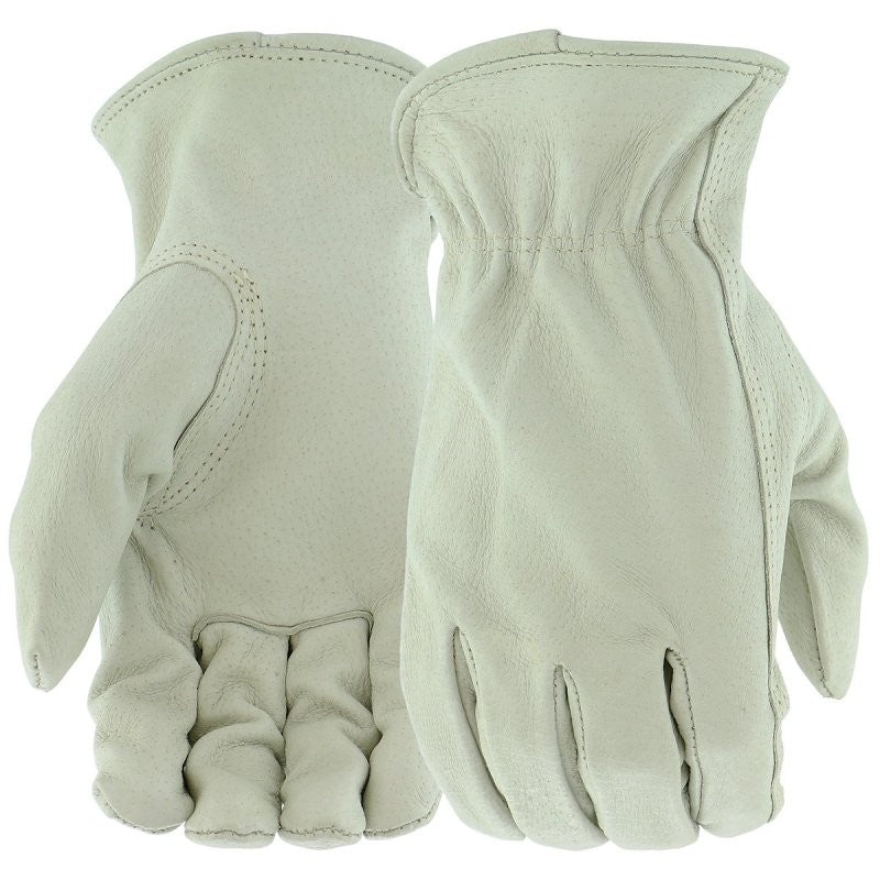 Boss B83071-XL Gloves, Men's, XL, 8-3/8 to 8-3/4 in L, Keystone Thumb, Elastic Cuff, Pigskin Leather, White