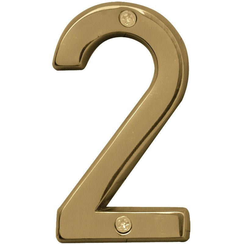 Hy-Ko Prestige Series BR-42PB/2 House Number, 2.938 in W x 6.875 in H Dimensions, Character: 2, 4 in H Character (Pack of 3)