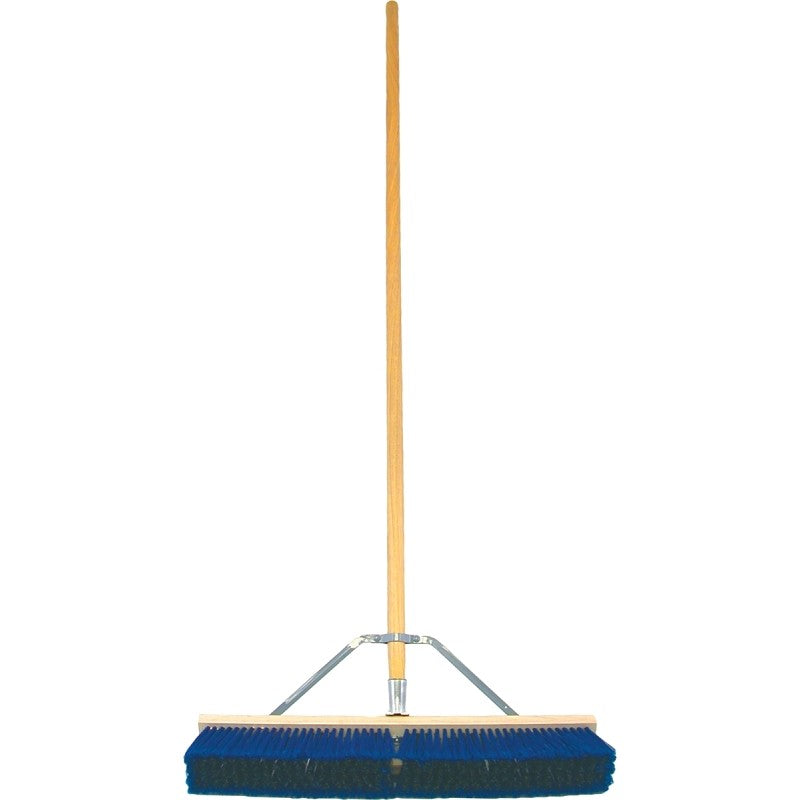 Birdwell 5028-4 Contractor Push Broom, 24 x 2-5/8 x 7/8 in Block, Black/Blue Bristle, 3 in L Trim, Hardwood Handle