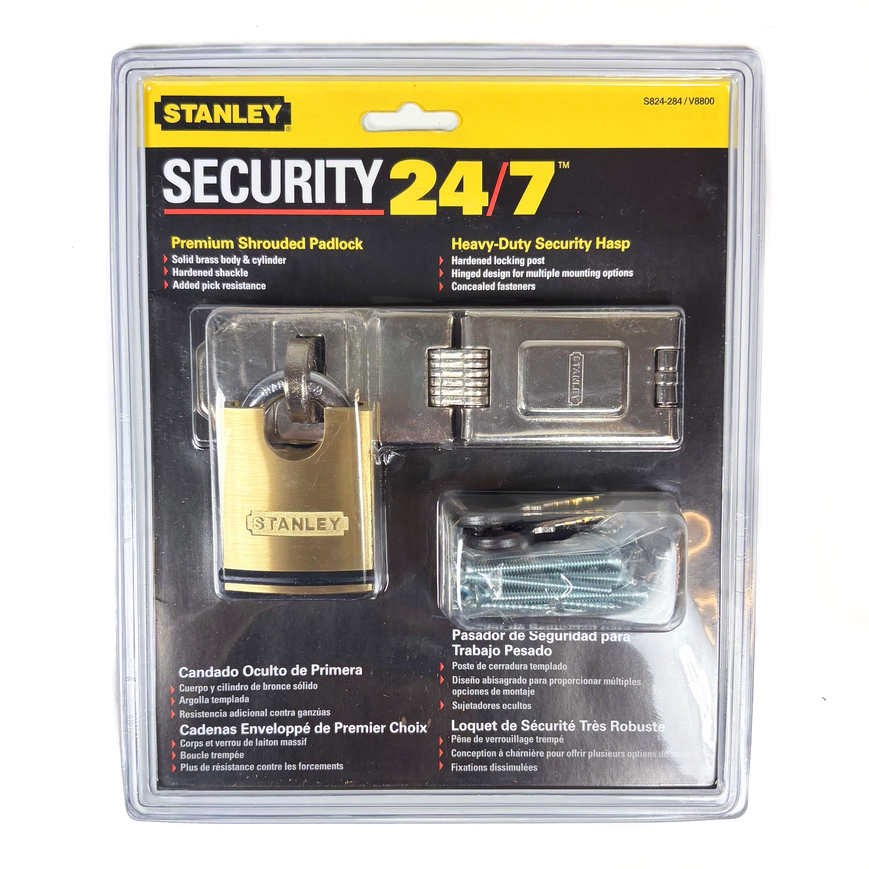 Double Hinged Hasp 6-1/4 Inch With 50Mm Solid Brass Security Padlock (POS)
