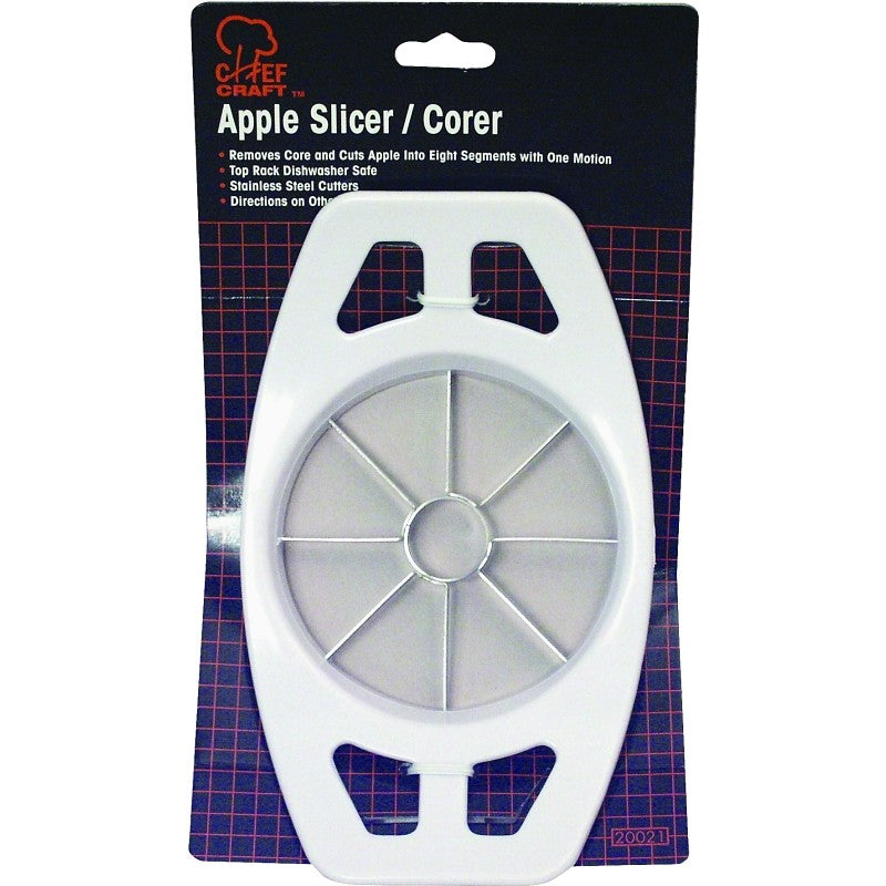 Chef Craft 20021 Apple Slicer, Stainless Steel Blade, Plastic Handle, White, Dishwasher Safe: Yes