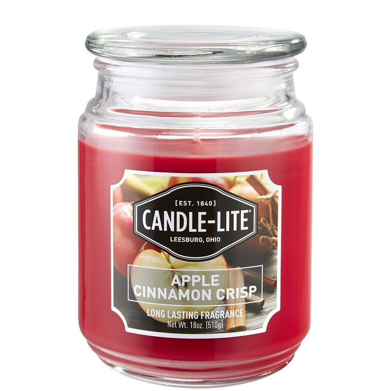Candle-Lite 3297021 Jar Candle, Apple Cinnamon Crisp Fragrance, Crimson Candle, 70 to 110 hr Burning (Pack of 4)
