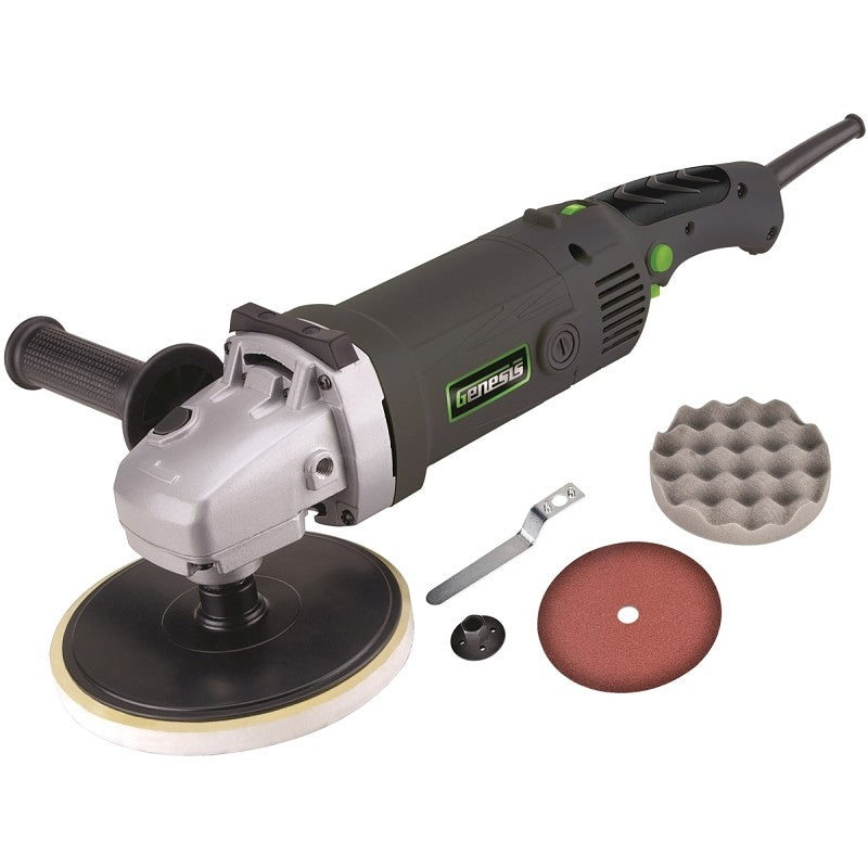 Genesis GSP1711 Variable Speed Sander/Polisher, 11 A, 5/8-11 UNC Spindle, 600 to 3000 rpm Speed, Auxiliary Handle