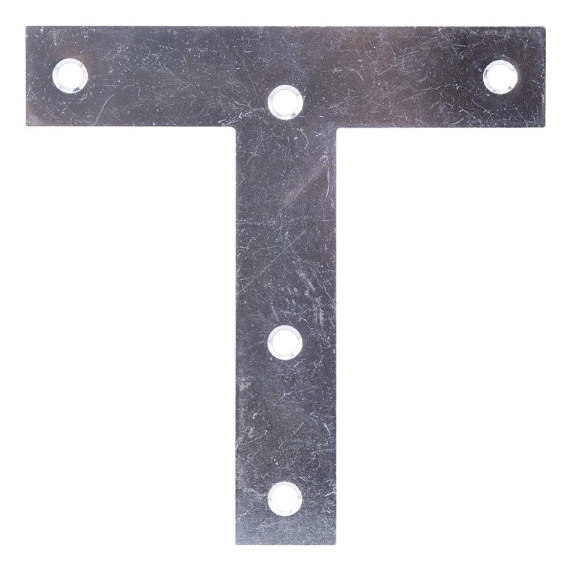 ProSource 22499ZCL3L T-Plate, 5 in L, 5 in W, 2 mm Thick, Steel, Zinc (Pack of 20)