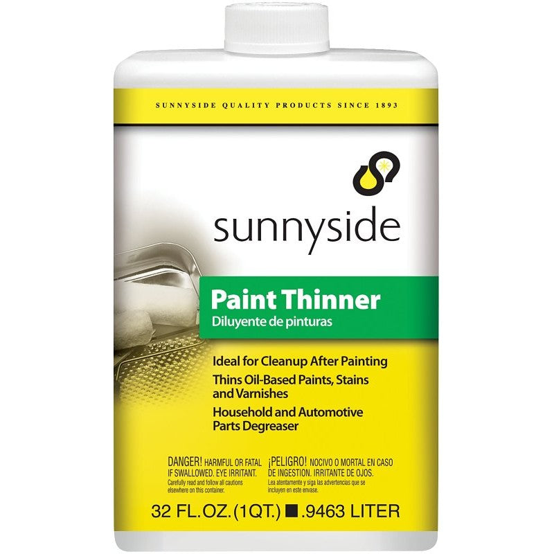 Sunnyside 30432 Paint Thinner, Liquid, Petroleum, Solvent, Clear, 1 qt, Can