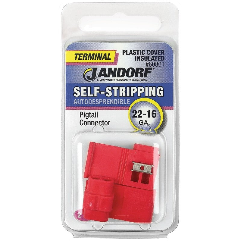 Jandorf 60801 Terminal, 22 to 16 AWG Wire, Plastic Insulation, Red