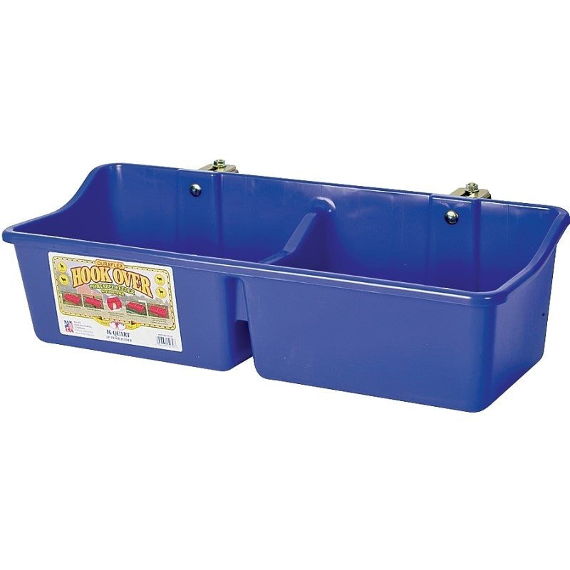 Little Giant HFP24DBLUE Hook Over Feeder, 2 qt Volume, Polyethylene/Steel Bracket, Blue