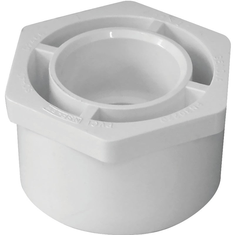 IPEX 435659 Reducing Bushing, 2 x 1 in, Spigot x Socket, White, SCH 40 Schedule, 150 psi Pressure