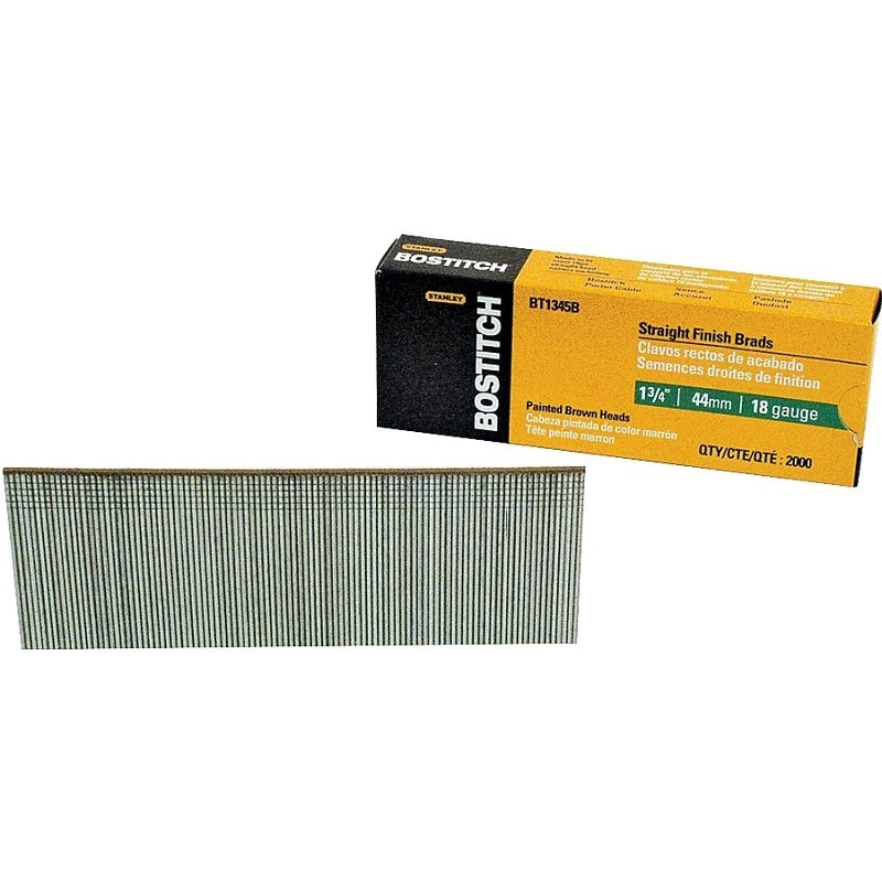 Bostitch BT1345B Nail, Glue Collation, 1-3/4 in L, 18, Steel, Coated, Brad Head, Smooth Shank, 1000/PK
