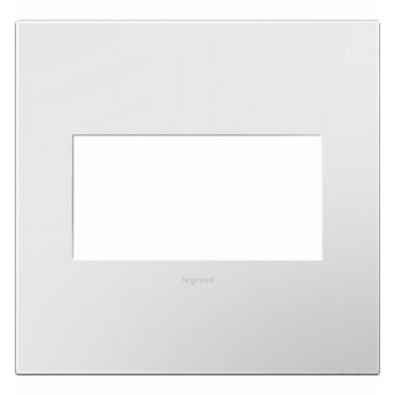 Legrand adorne Series AWP2GWH4 Wallplate, 5.13 in L, 5.29 in W, 2-Gang, Plastic, White