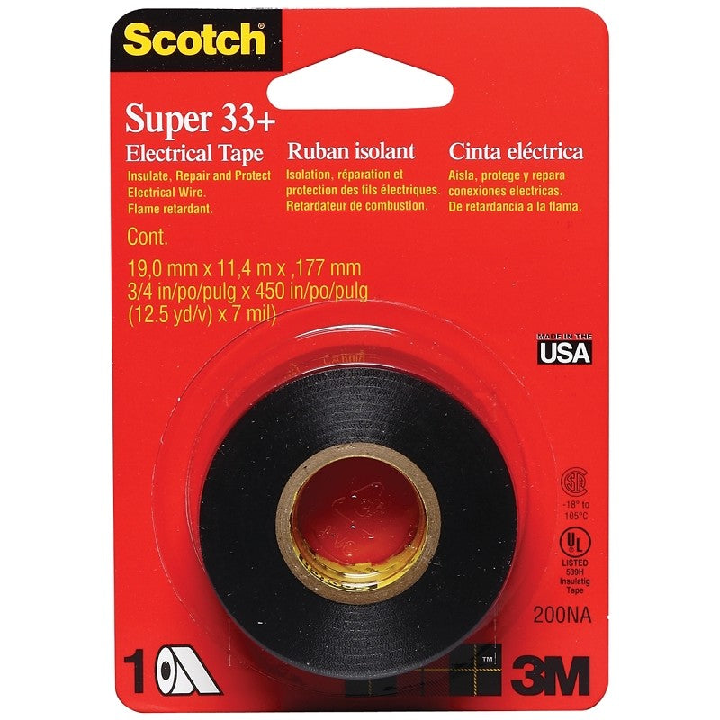 Scotch 200 Electrical Tape, 450 in L, 3/4 in W, PVC Backing