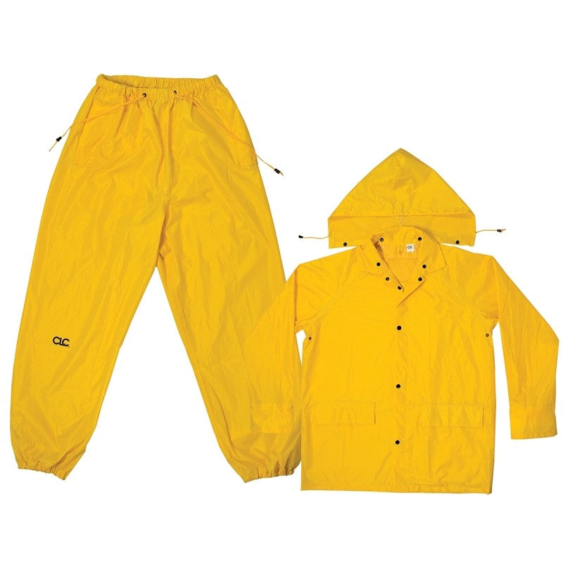 CLC R1022X Rain Suit, 2XL, 170T Polyester, Yellow, Detachable Collar