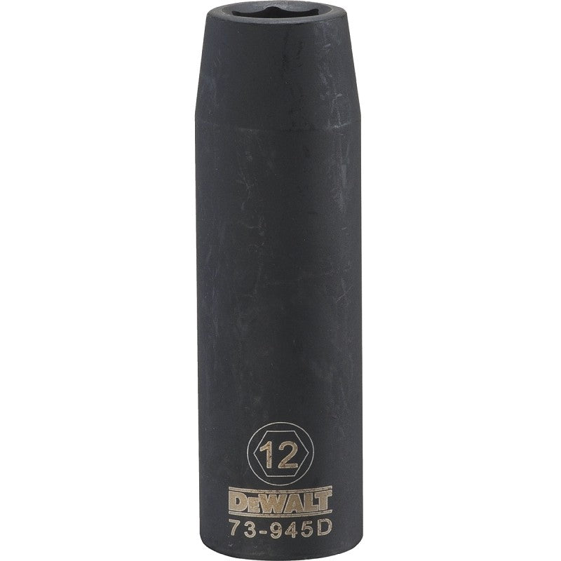 DEWALT DWMT73945OSP Impact Socket, 12 mm Socket, 1/2 in Drive, 6-Point, CR-440 Steel, Black Oxide