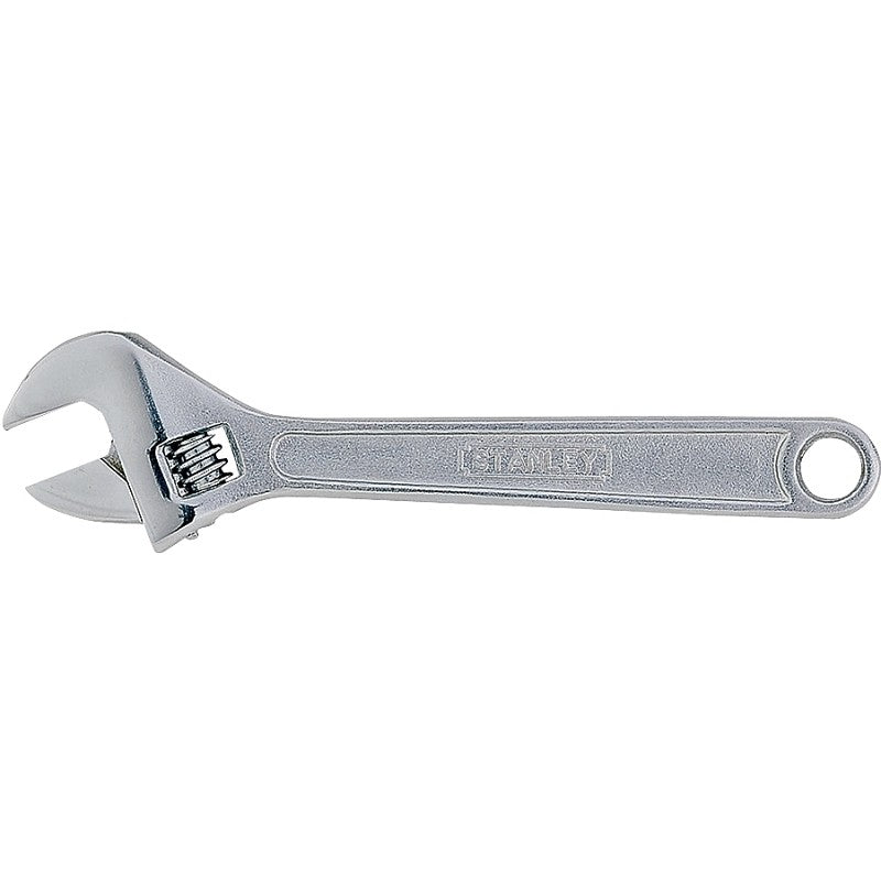 STANLEY 87-369 Adjustable Wrench, 8 in OAL, 1-1/20 in Jaw, Steel, Chrome