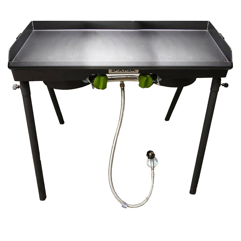 Barbour PS217 Patio Stove with Griddle Tapper, 2-Burner, 30,000 Btu, Aluminum/Steel