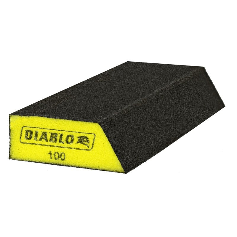 Diablo DFBANGBFIN02G Sanding Sponge, Black/Yellow, 8 in L, 3 in W, 100 Grit, Fine, Aluminum Oxide Abrasive, 2/PK
