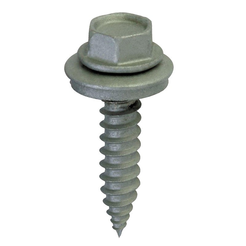 Teks 21404 Roofing Screw, #9 Thread, Coarse Thread, Hex Drive, Sharp Point, Steel, Zinc, 100 PK