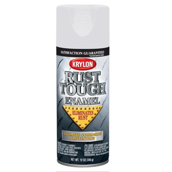 Krylon Rust Tough K09219007 Rust Preventative Spray Paint, Flat, White, 12 oz, Can