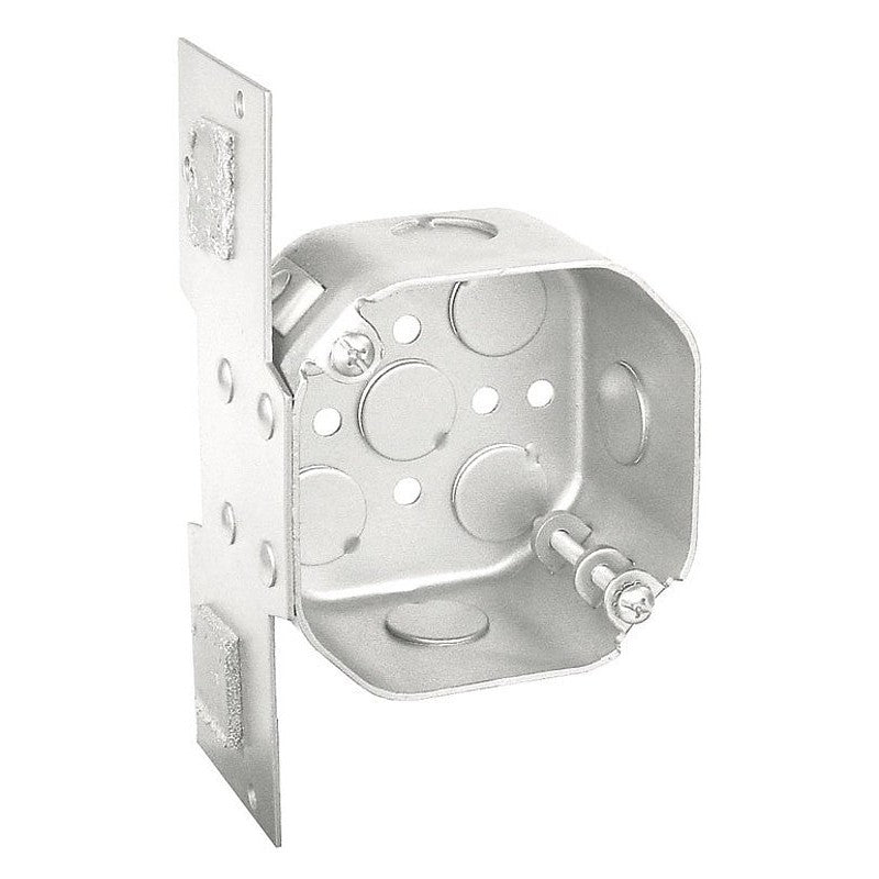 Southwire 54171-FAN-UPC Ceiling Fan Box, 4 in W, 2-1/8 in D, 8-Knockout, Steel, Silver, Galvanized