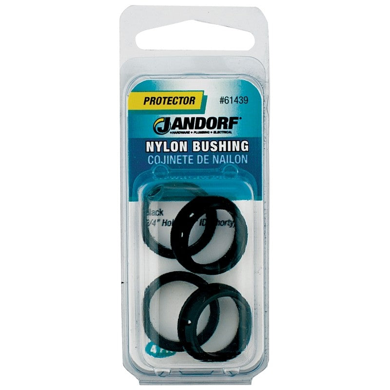 Jandorf 61439 Conduit Bushing, 0.63 in ID, 0.83 in OD, Nylon, Black, 5/8 in Dia Panel Hole, 0.406 in Thick Panel