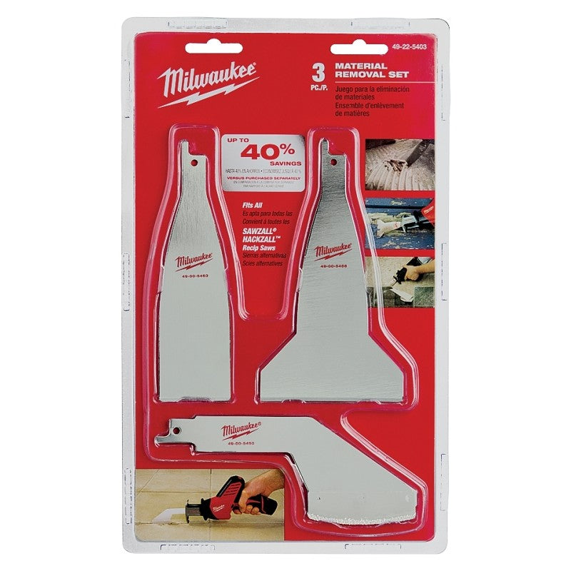 Milwaukee Sawzall Series 49-22-5403 Material Removal Blade Set, Carbide